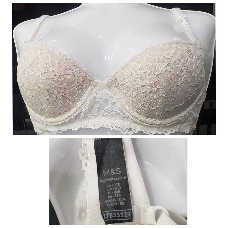 سوتین زنانه گیپوری اسفنج نازک رنگ سفید کرم برند M&S