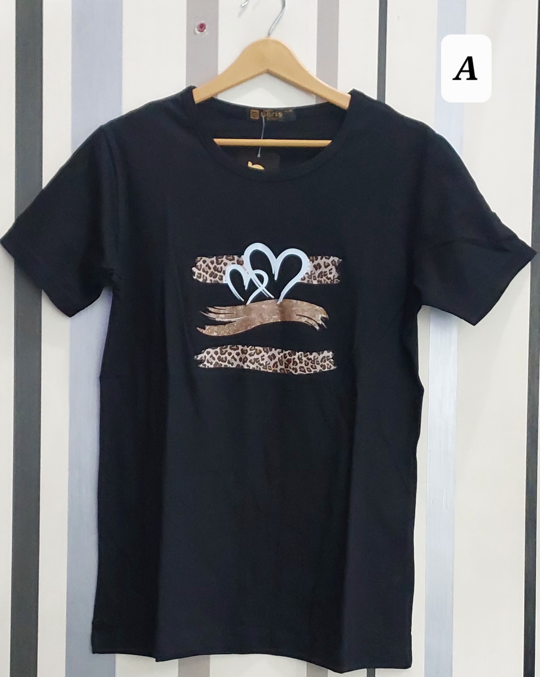 تیشرت سوپر پنبه مشکی طرح دار برند باریش گلدن ترک L/XL